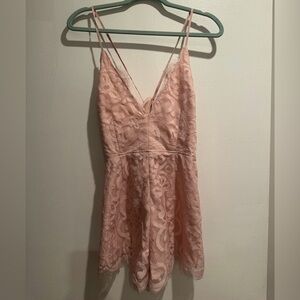 cute baby pink lace romper